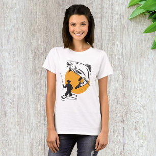 Vliegvisserij Forel Zonsondergang Silhouet T-shirt