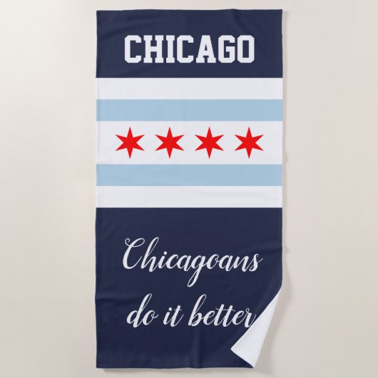 Vliegvlag van Chicago, aangepast grappig Strandlaken (Voorkant)