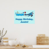 Vliegvliegtuig Happy Birthday Name  Poster (Keuken)