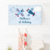 Vliegvliegtuig Stars Clouds Boy Birthday Spandoek (Insitu)