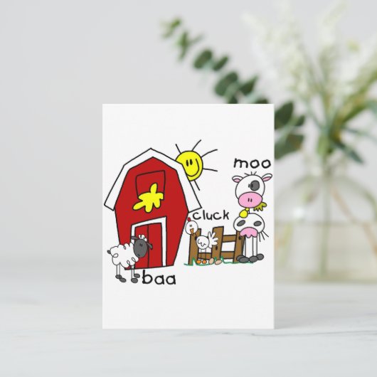 Vlik Afbeelding Farm Animals Briefkaart (Staand voorkant)
