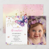 Vlinder 1e 2e 3e 4e 5e 6e foto Verjaardag Kaart (Voorkant / Achterkant)