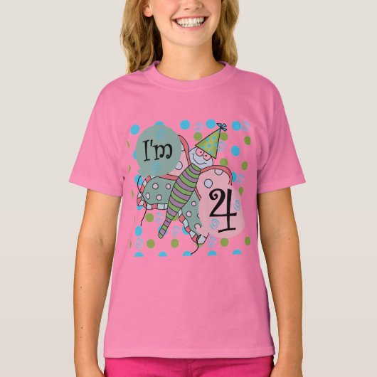 Vlinder 4e verjaardag Tshirts en geschenken (Voorkant)