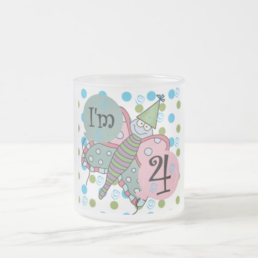 Vlinder 4e verjaardag Tshirts en geschenken Matglas Koffiemok (Center)