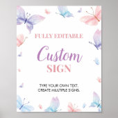 Vlinder Aangepast Partijbord Whimsical Poster (Voorkant)