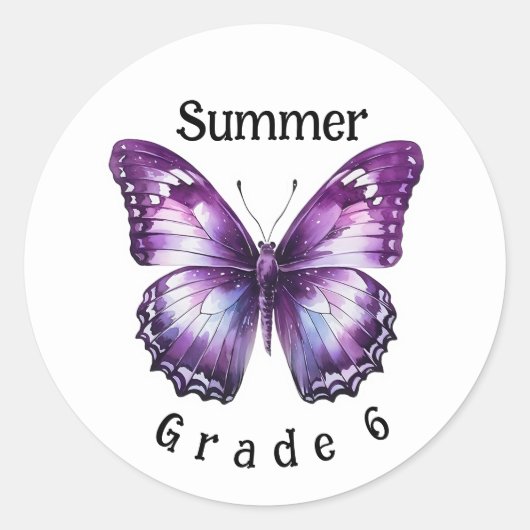 Vlinder Aangepaste Naam Graad School Sticker Label (Voorkant)