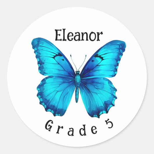 Vlinder Aangepaste Naam Klas School Sticker Label (Voorkant)