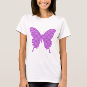 Vlinder, abstract patroon, lavendel en paars t-shirt