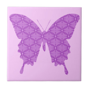 Vlinder, abstract patroon, lavender en paars tegeltje