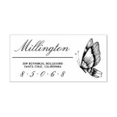 Vlinder | Achternaam Script Retouradres Rubberstempel (Afrduk)