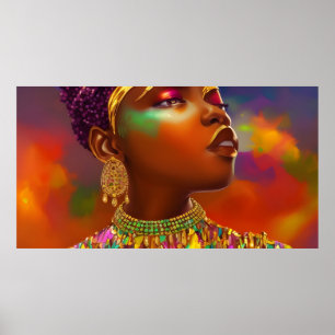 Vlinder Afrikaanse vrouwen goud juweel geel fantas Poster