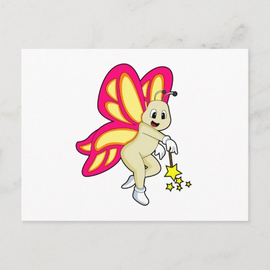 Vlinder als tovenaar met toverstaf briefkaart (Voorkant)