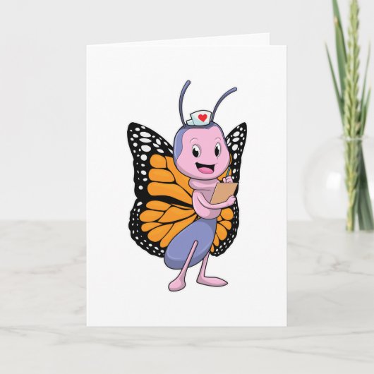Vlinder als verpleegster kaart (Voorkant)