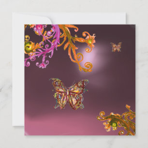 VLINDER AMETHYST, paars helder roze geel bruin Kaart