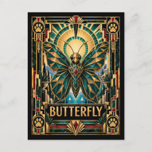 Vlinder, Art Deco Wildlife Briefkaart