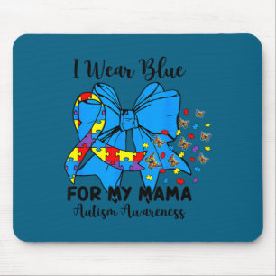 Vlinder autisme strik ik draag blauw voor mijn mam muismat