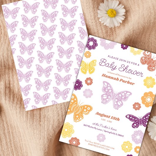 vlinder baby meisje douche kaart