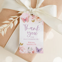 Vlinder Baby shower Favor Tag Meisje