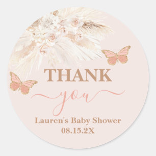 Vlinder Baby shower Meisje Classic Ronde Sticker