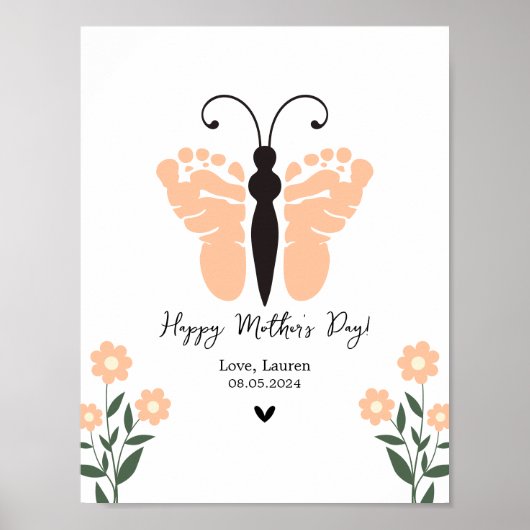 Vlinder Baby voetafdruk Poster (Voorkant)