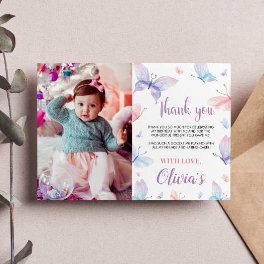 Vlinder Bedankkaart Tuinfeest