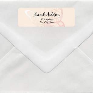 Vlinder beige roze retouradreslabel etiket
