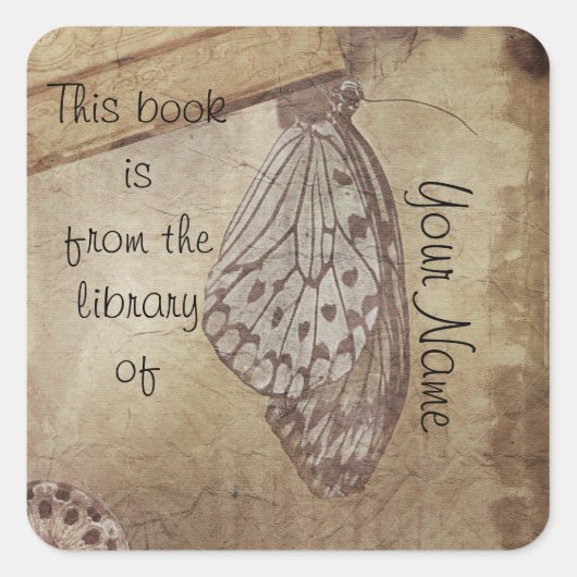  vlinder bibliotheek sticker bord (Voorkant)