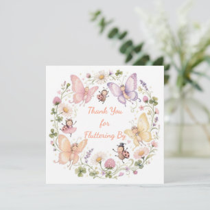 Vlinder Bij Lieveheersbeestje Whimsical Tuin Verja Bedankkaart