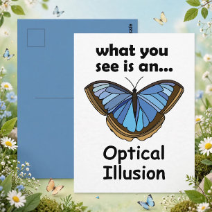 Vlinder Blauwe Morpho Optische Illusie Grappige Qu Briefkaart