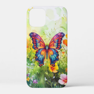 Vlinder Blauwe Oranje Vleugels iPhone 12 Mini Hoesje