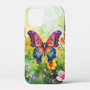 Vlinder Blauwe Oranje Vleugels iPhone 12 Mini Hoesje