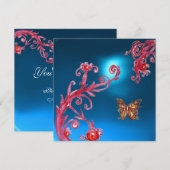 VLINDER BLAUWE SAPPHIER helder roze, rood Kaart (Voorkant / Achterkant)