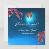 VLINDER BLAUWE SAPPHIER helder roze, rood Kaart (Achterkant)