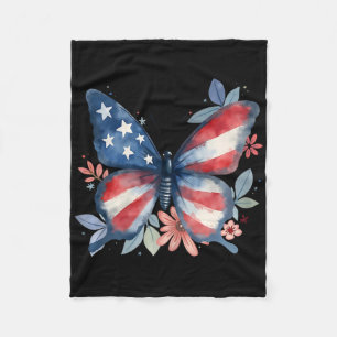 Vlinder Bloem Amerikaanse Vlag Usa 4 juli Meisje Fleece Deken