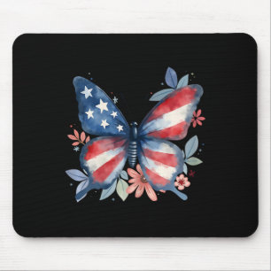 Vlinder Bloem Amerikaanse Vlag Usa 4 juli Meisje Muismat