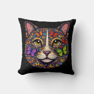 Vlinder Bloem Kleur Kat Portret Katten Moeder Zwar Kussen