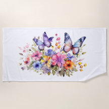 Vlinder bloem patroon strandhanddoek