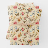 Vlinder & Bloemen 3 Flat Sheet Gift Wrap Inpakpapier Vel (In situ)