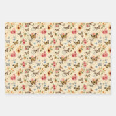  Vlinder & Bloemen 3 Flat Sheet Gift Wrap Inpakpapier Vel (Voorkant)
