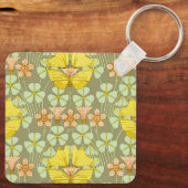 Vlinder Bloemen Botanisch Kleurrijk Sleutelhanger (Achterkant)