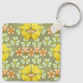 Vlinder Bloemen Botanisch Kleurrijk Sleutelhanger (Achterkant)