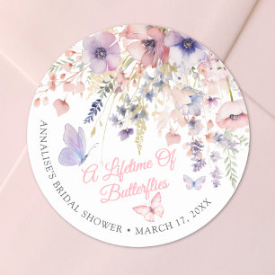 Vlinder Bloemen Bruidsfeestje Ronde Sticker