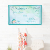 vlinder, bloemen en zwemblazen 90e verjaardag spandoek (Insitu)