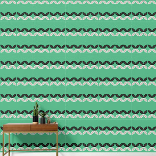 Vlinder bloemen horizontale streep op fris groen behang