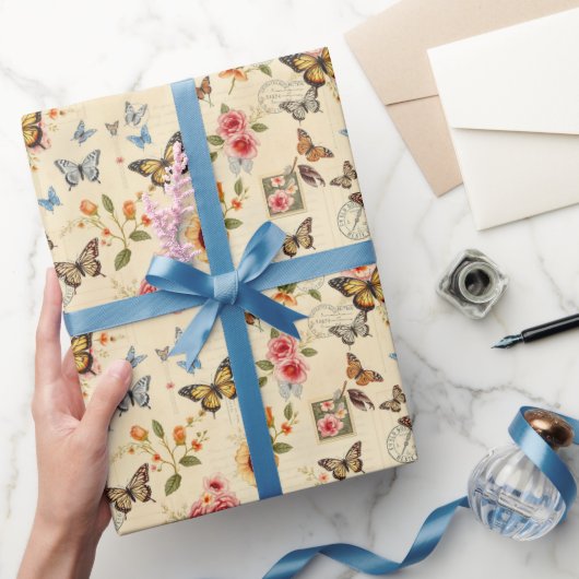 vlinder & bloemen Rolled Gift Wrap Cadeaupapier (Geschenken)