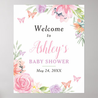 Vlinder Bloemen Welkom Bord Poster