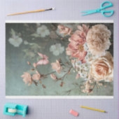 Vlinder & Bloemenboeket, roze, groen & beige Tissuepapier (Craft)