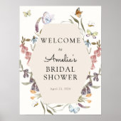 Vlinder Bloementuin Bruids Verwelkomingsbord  Poster (Voorkant)