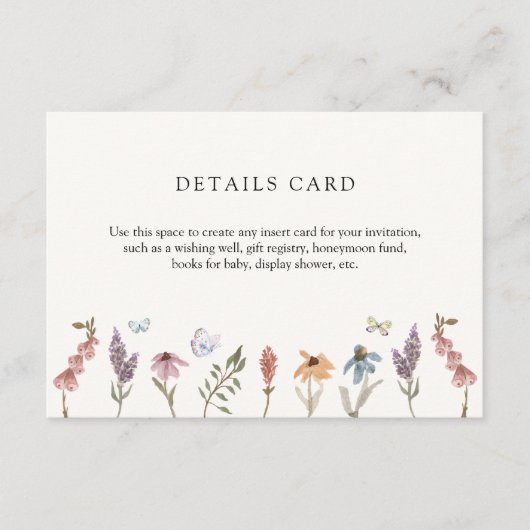 Vlinder Bloementuin Details Enclosure Kaart (Voorkant)