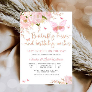 Vlinder Bloemige Baby Shower Uitnodiging